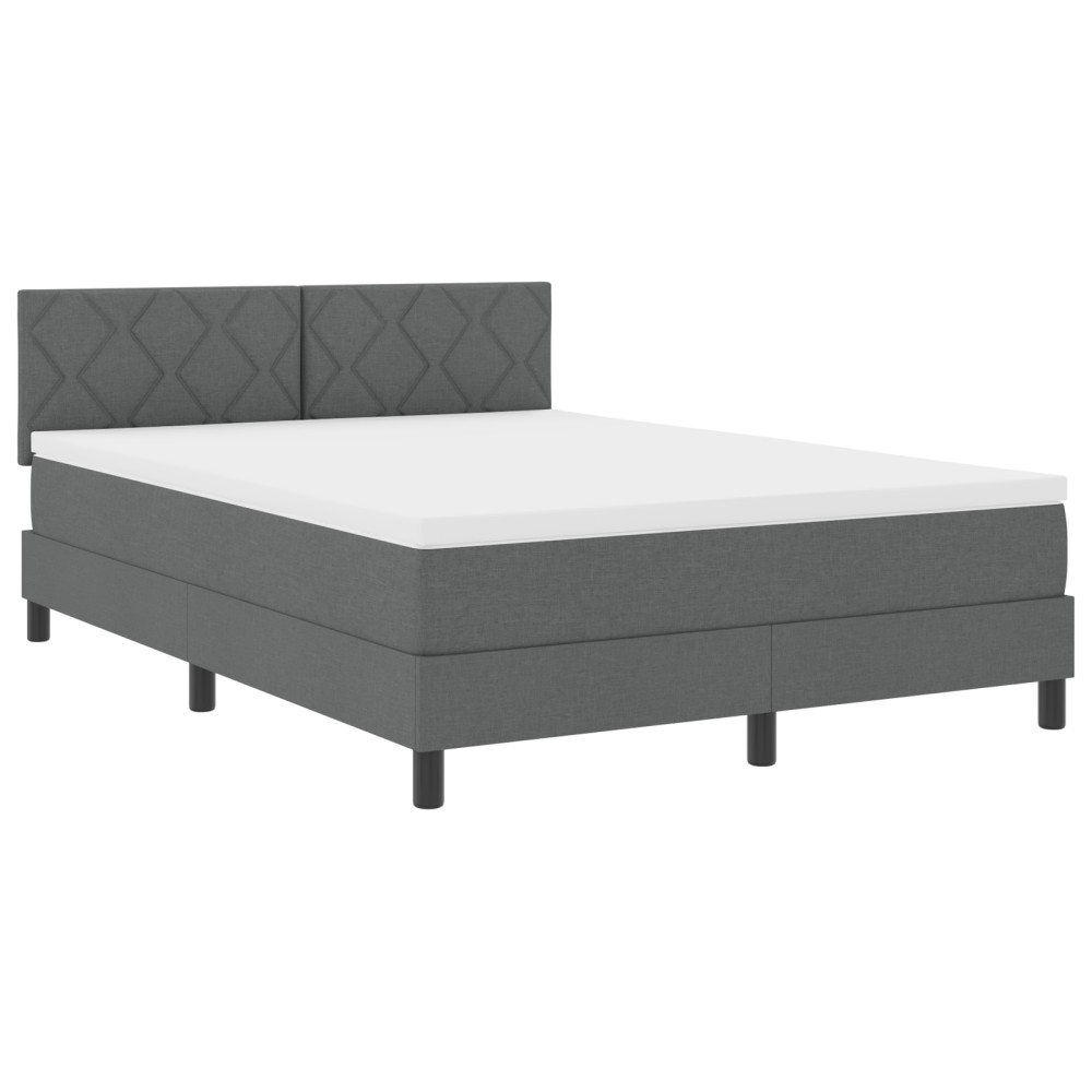 vidaXL Pat cu arcuri cu saltea Gri închis 140 x 190 cm țesătură