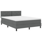 vidaXL Pat cu arcuri cu saltea Gri închis 140 x 190 cm țesătură vidaXL Pat cu arcuri cu saltea Gri închis 140 x 190 cm țesătură