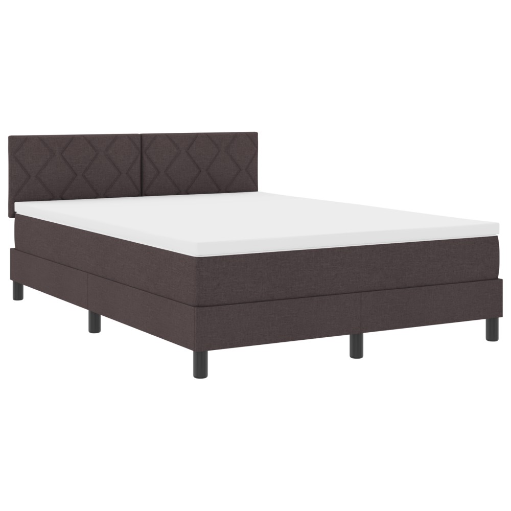 vidaXL Pat cu suport pentru saltea & LED Gri închis 140x200 cm Țesătură