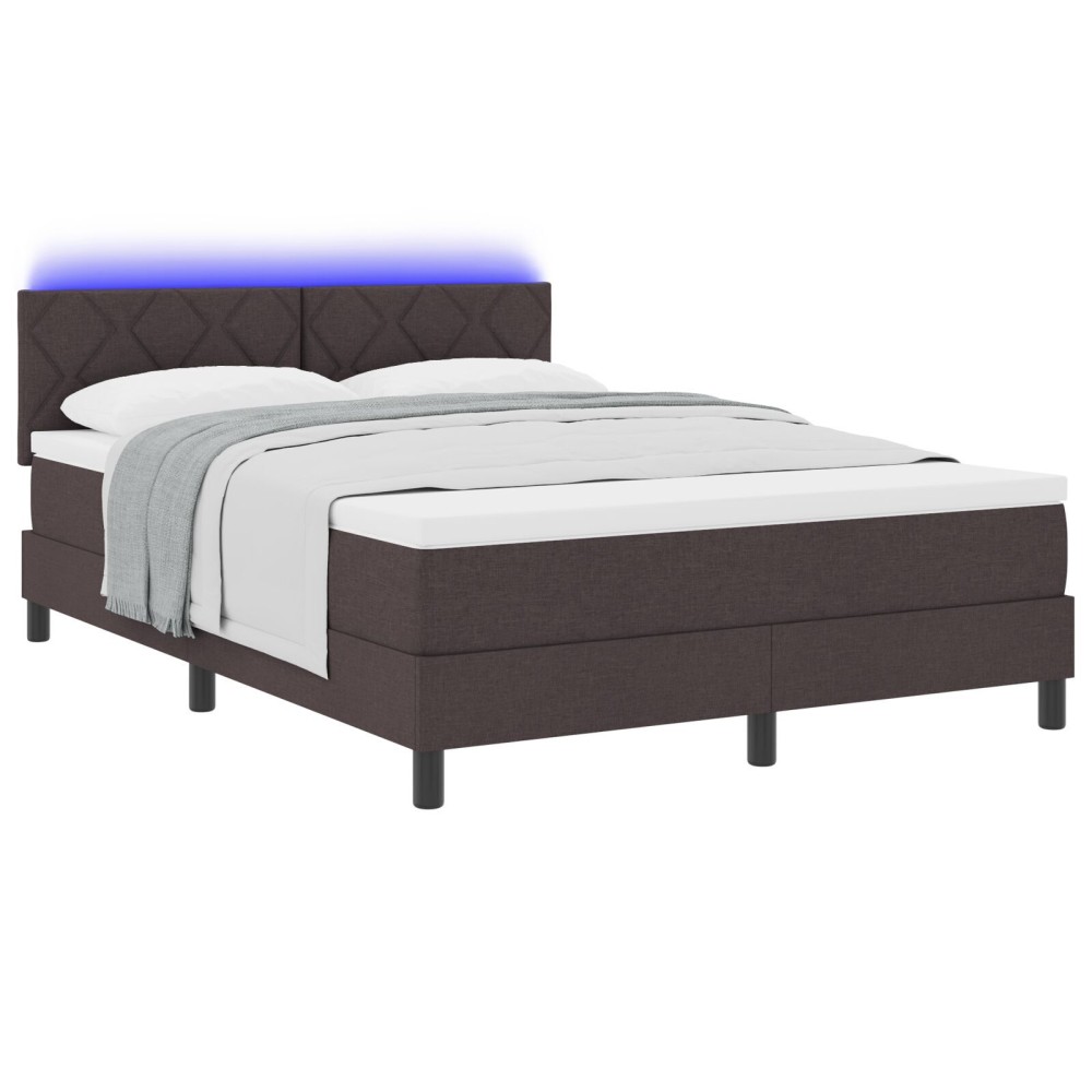 vidaXL Pat cu arcuri cu saltea Maro închis 160 x 200 cm țesătură