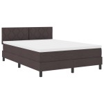 vidaXL Pat cu arcuri cu saltea Maro închis 160 x 200 cm țesătură vidaXL Pat cu arcuri cu saltea Maro închis 160 x 200 cm țesătură