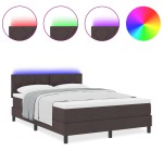 vidaXL Pat cu arcuri cu saltea Maro închis 160 x 200 cm țesătură vidaXL Pat cu arcuri cu saltea Maro închis 160 x 200 cm țesătură
