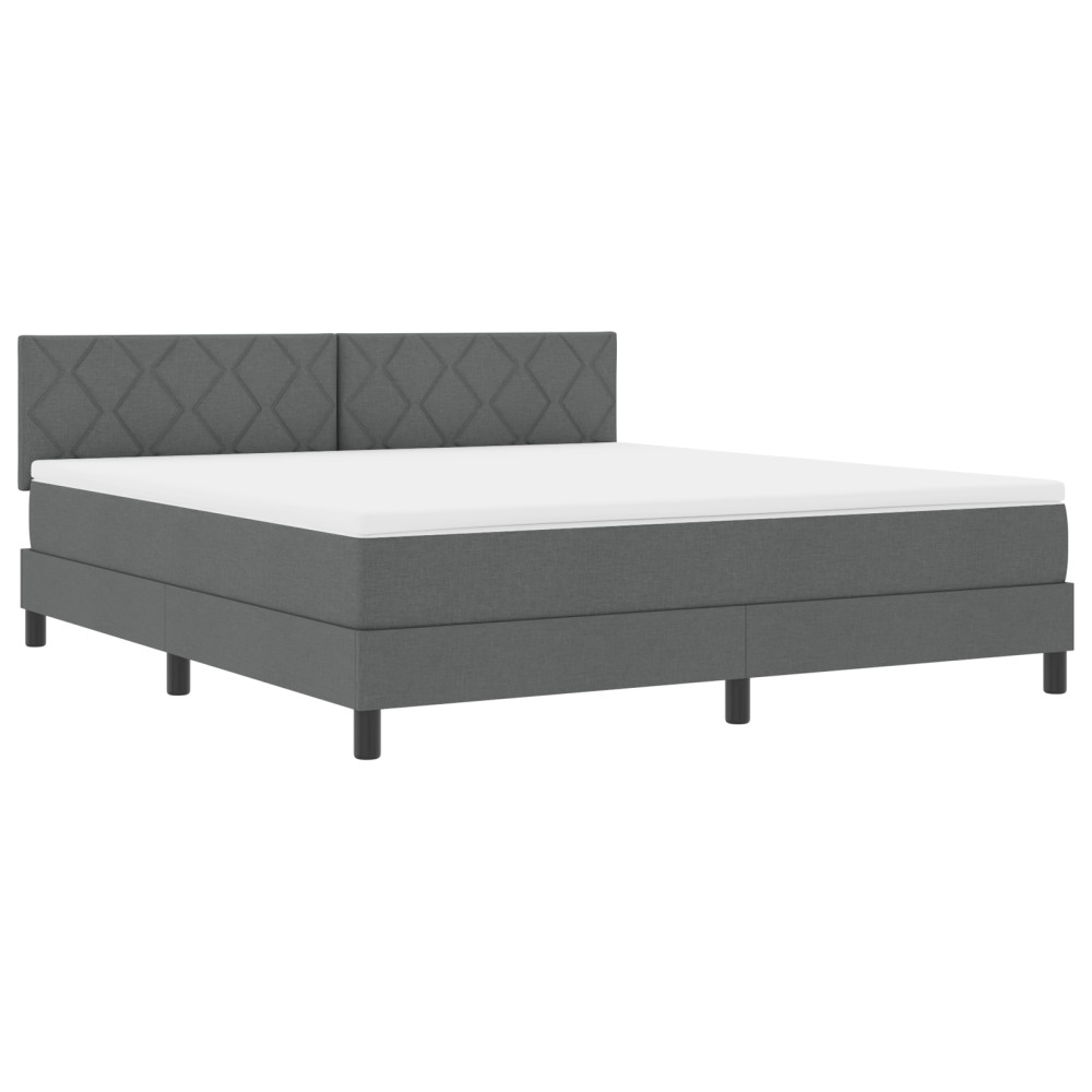 vidaXL Pat cu arcuri cu saltea Gri închis 180 x 200 cm țesătură