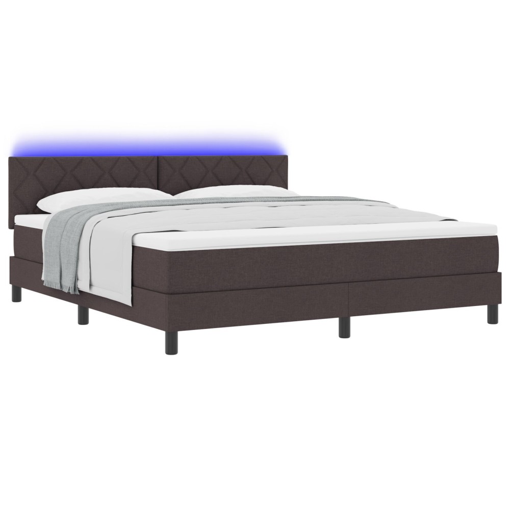 vidaXL Pat cu arcuri cu saltea Maro închis 180 x 200 cm țesătură