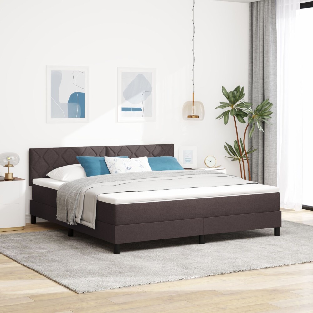 vidaXL Pat cu arcuri cu saltea Maro închis 180 x 200 cm țesătură