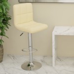 vidaXL Scaun de bar, crem, material textil vidaXL Scaun de bar, crem, material textil