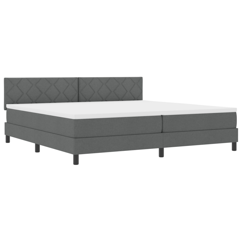 vidaXL Pat cu arcuri cu saltea Gri închis 200 x 200 cm țesătură