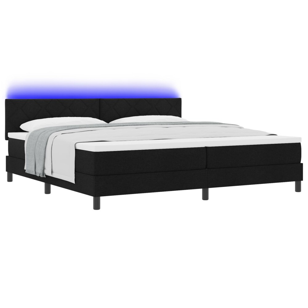 vidaXL Pat cu arcuri cu saltea Negru 200 x 200 cm țesătură