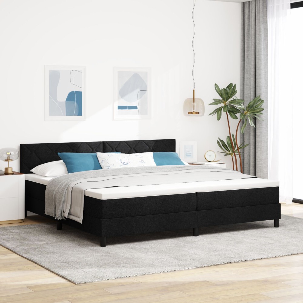 vidaXL Pat cu arcuri cu saltea Negru 200 x 200 cm țesătură
