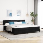 vidaXL Pat cu arcuri cu saltea Negru 200 x 200 cm țesătură vidaXL Pat cu arcuri cu saltea Negru 200 x 200 cm țesătură