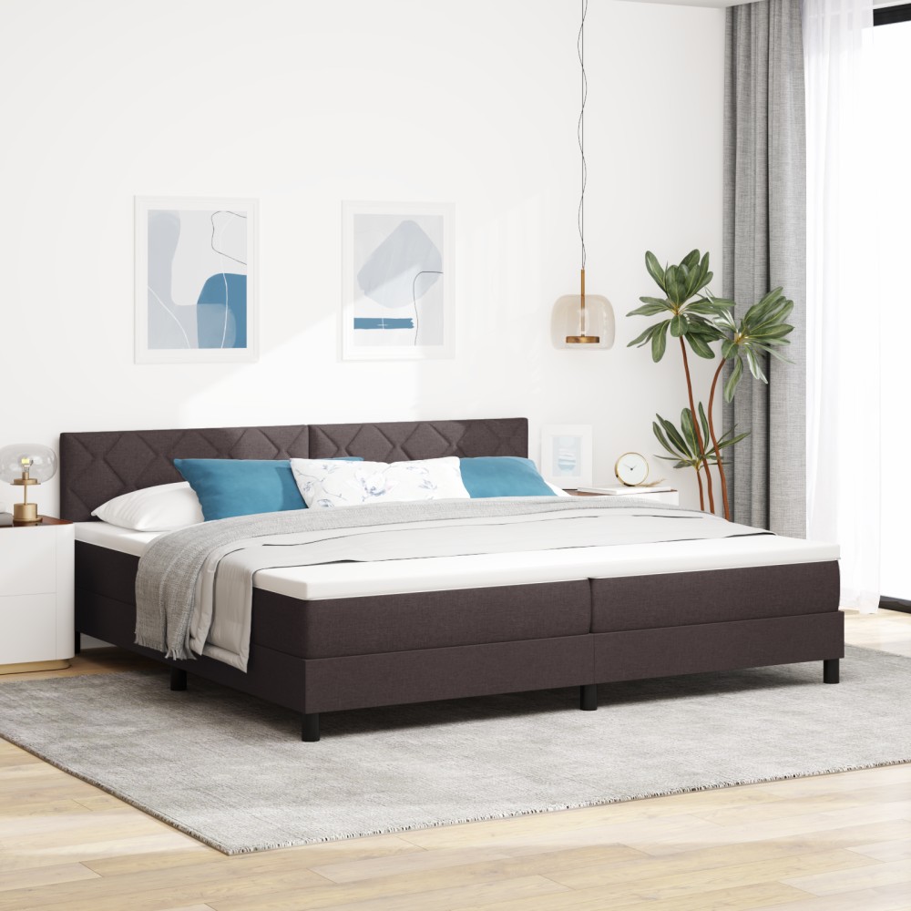 vidaXL Pat cu arcuri cu saltea Maro închis 200 x 200 cm țesătură