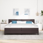vidaXL Pat cu arcuri cu saltea Maro închis 200 x 200 cm țesătură vidaXL Pat cu arcuri cu saltea Maro închis 200 x 200 cm țesătură
