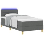 vidaXL Pat cu arcuri cu saltea Gri închis 90 x 190 cm țesătură vidaXL Pat cu arcuri cu saltea Gri închis 90 x 190 cm țesătură