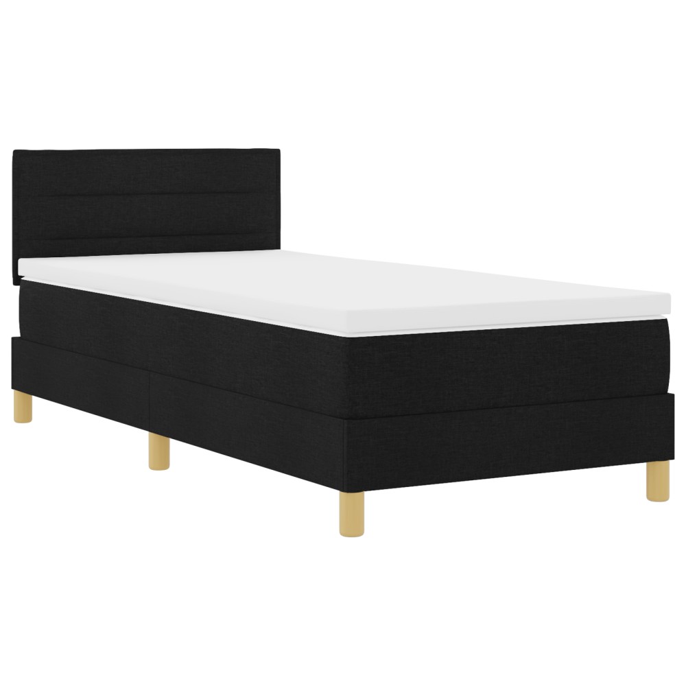 vidaXL Pat cu suport cu saltea & LED Negru 90x200 cm Țesătură