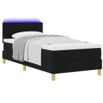 vidaXL Pat cu arcuri cu saltea cu headboard Negru 90 x 200 cm țesătură