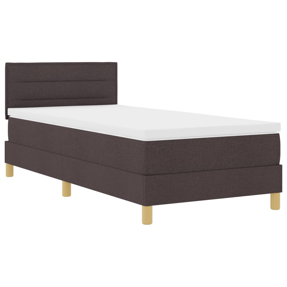 vidaXL Pat cu arcuri cu saltea Maro închis 90 x 200 cm țesătură