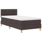 vidaXL Pat cu arcuri cu saltea Maro închis 90 x 200 cm țesătură vidaXL Pat cu arcuri cu saltea Maro închis 90 x 200 cm țesătură