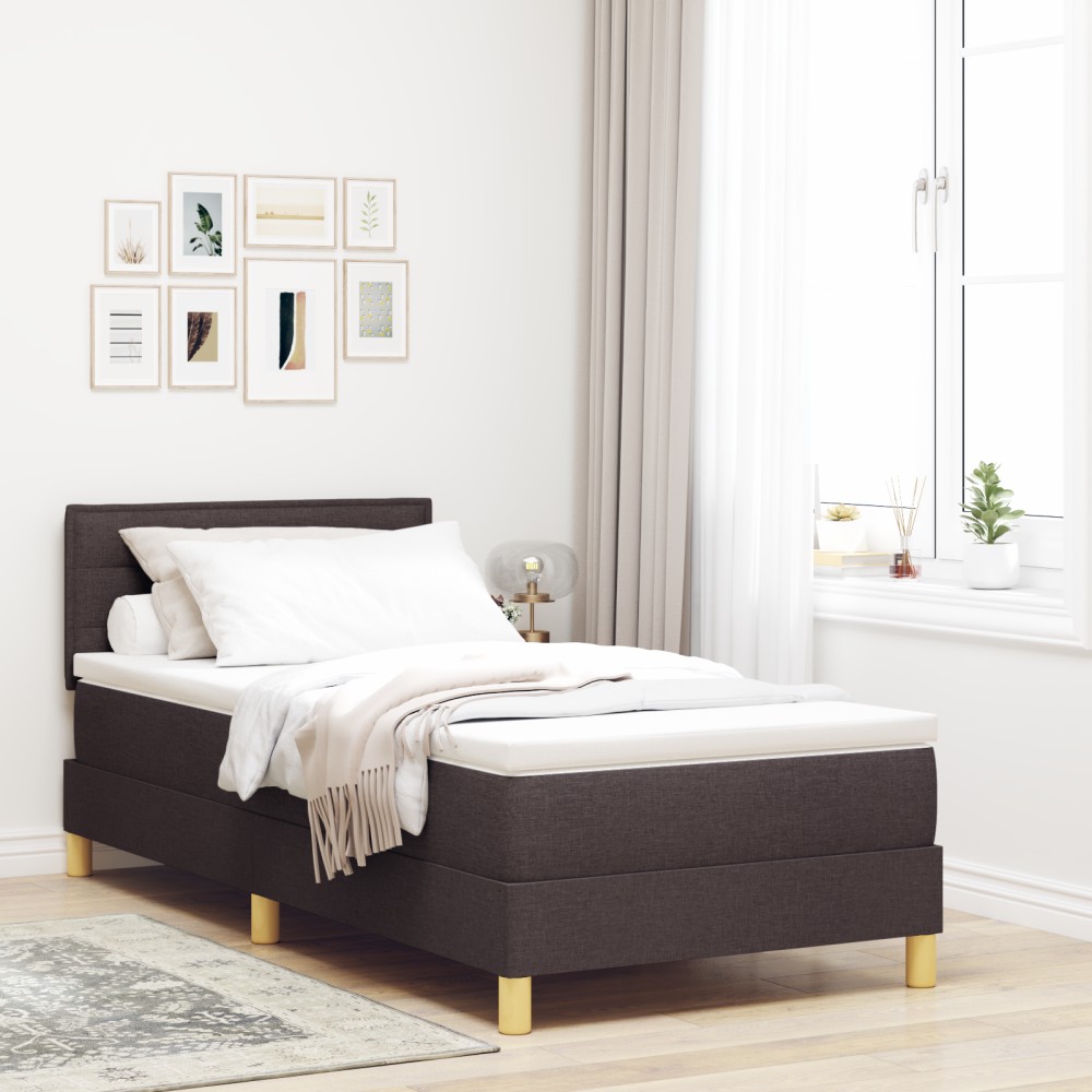 vidaXL Pat cu arcuri cu saltea Maro închis 90 x 200 cm țesătură