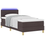 vidaXL Pat cu arcuri cu saltea Maro închis 90 x 200 cm țesătură vidaXL Pat cu arcuri cu saltea Maro închis 90 x 200 cm țesătură