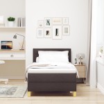 vidaXL Pat cu arcuri cu saltea Maro închis 90 x 200 cm țesătură vidaXL Pat cu arcuri cu saltea Maro închis 90 x 200 cm țesătură