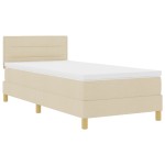 vidaXL Pat cu arcuri cu saltea cu headboard Crem 100 x 200 cm țesătură