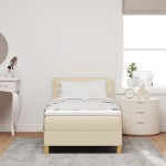 vidaXL Pat cu arcuri cu saltea cu headboard Crem 100 x 200 cm țesătură