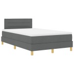 vidaXL Pat cu arcuri cu saltea Gri închis 120 x 190 cm țesătură vidaXL Pat cu arcuri cu saltea Gri închis 120 x 190 cm țesătură