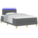 vidaXL Pat cu arcuri cu saltea Gri închis 120 x 200 cm țesătură vidaXL Pat cu arcuri cu saltea Gri închis 120 x 200 cm țesătură
