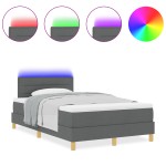 vidaXL Pat cu arcuri cu saltea Gri închis 120 x 200 cm țesătură vidaXL Pat cu arcuri cu saltea Gri închis 120 x 200 cm țesătură