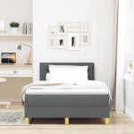 vidaXL Pat cu arcuri cu saltea Gri închis 120 x 200 cm țesătură vidaXL Pat cu arcuri cu saltea Gri închis 120 x 200 cm țesătură