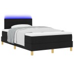 vidaXL Pat cu arcuri cu saltea Negru 120 x 200 cm țesătură