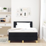 vidaXL Pat cu arcuri cu saltea Negru 120 x 200 cm țesătură