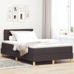 vidaXL Pat cu arcuri cu saltea Maro închis 120 x 200 cm țesătură vidaXL Pat cu arcuri cu saltea Maro închis 120 x 200 cm țesătură