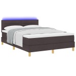 vidaXL Pat cu arcuri cu saltea Maro închis 160 x 200 cm țesătură vidaXL Pat cu arcuri cu saltea Maro închis 160 x 200 cm țesătură