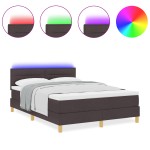 vidaXL Pat cu arcuri cu saltea Maro închis 160 x 200 cm țesătură vidaXL Pat cu arcuri cu saltea Maro închis 160 x 200 cm țesătură