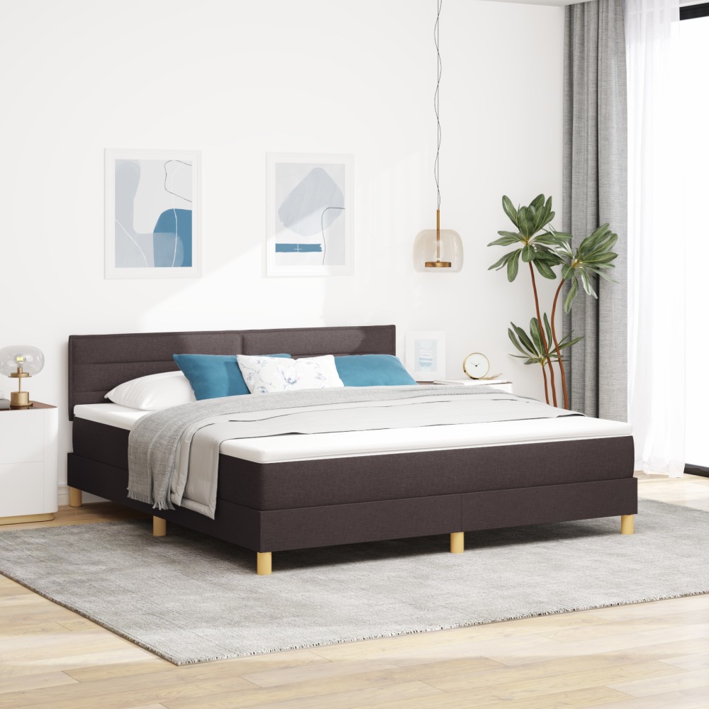vidaXL Pat cu arcuri cu saltea Maro închis 180 x 200 cm țesătură