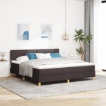 vidaXL Pat cu arcuri cu saltea Maro închis 180 x 200 cm țesătură vidaXL Pat cu arcuri cu saltea Maro închis 180 x 200 cm țesătură