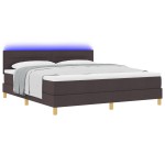 vidaXL Pat cu arcuri cu saltea Maro închis 180 x 200 cm țesătură vidaXL Pat cu arcuri cu saltea Maro închis 180 x 200 cm țesătură