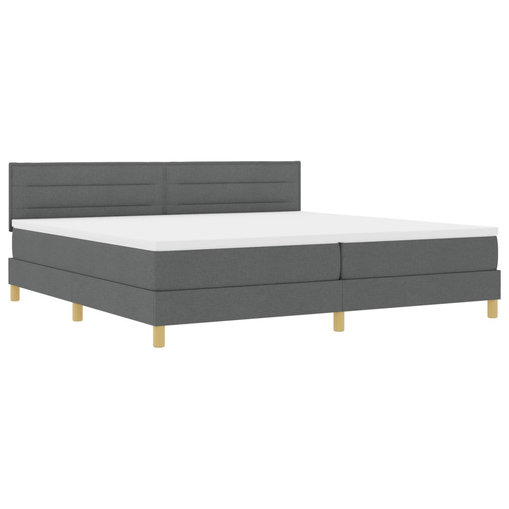 vidaXL Pat cu arcuri cu saltea Gri închis 200 x 200 cm țesătură