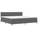 vidaXL Pat cu arcuri cu saltea Gri închis 200 x 200 cm țesătură vidaXL Pat cu arcuri cu saltea Gri închis 200 x 200 cm țesătură