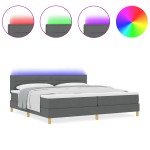 vidaXL Pat cu arcuri cu saltea Gri închis 200 x 200 cm țesătură vidaXL Pat cu arcuri cu saltea Gri închis 200 x 200 cm țesătură