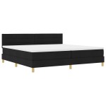 vidaXL Pat cu arcuri cu saltea Negru 200 x 200 cm țesătură vidaXL Pat cu arcuri cu saltea Negru 200 x 200 cm țesătură