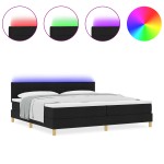 vidaXL Pat cu arcuri cu saltea Negru 200 x 200 cm țesătură vidaXL Pat cu arcuri cu saltea Negru 200 x 200 cm țesătură