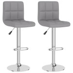vidaXL Scaune de bar, 2 buc., gri deschis, material textil