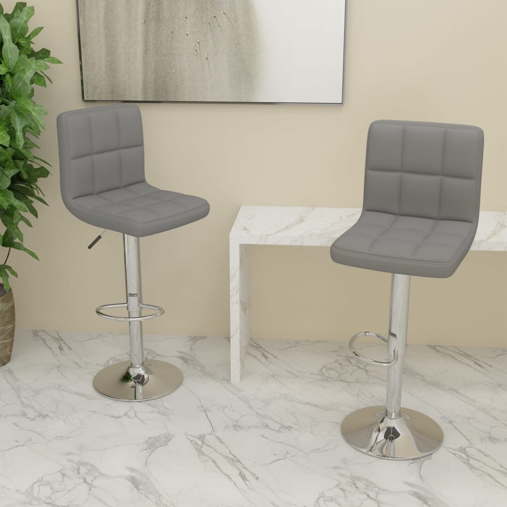 vidaXL Scaune de bar, 2 buc., gri deschis, material textil