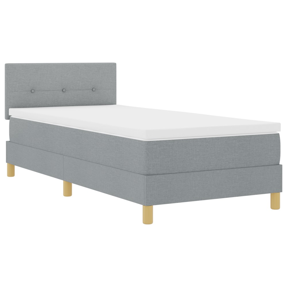 vidaXL Pat cu suport de arcuri cu saltea & LED Gri deschis 80x200 cm Țesătură