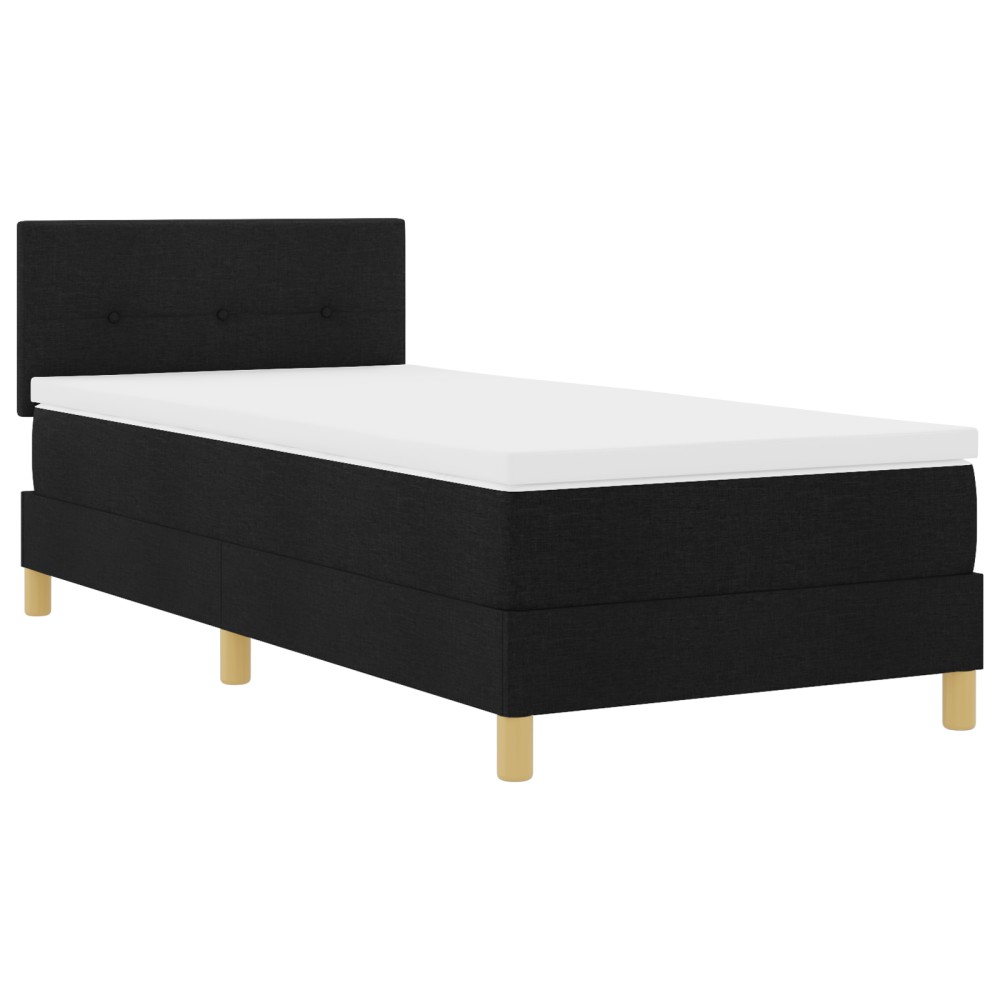 vidaXL Pat cu suport cu saltea și LED Negru 90x190 cm Țesătură