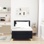 vidaXL Pat cu arcuri cu saltea cu headboard Negru 90 x 190 cm țesătură