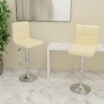 vidaXL Scaune de bar, 2 buc., crem, material textil