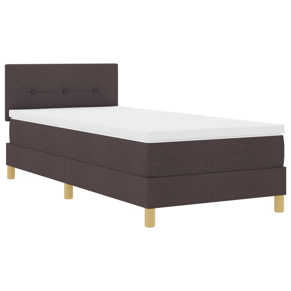 vidaXL Pat cu arcuri cu saltea Maro închis 90 x 200 cm țesătură